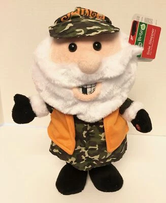 Peluche animado Gemmy Side Stepper cazador cuello rojo SANTA cantando nuevo con etiquetas Navidad Foto 1 de 2