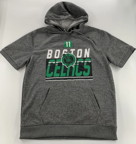 Boston Celtics short sleeve sweatshirt gray green 11 Kyrie Irving NBA LG Hoodie Cover