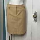 J. McLaughlin Women's Skirt Size 12 Tan Pockets Gold Button Detail