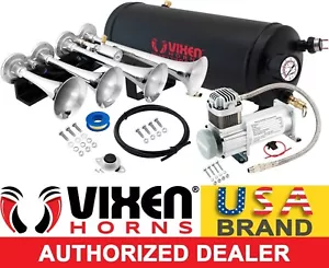 TRAIN HORN KIT FOR TRUCK/CAR/PICKUP LOUD SYSTEM /1.5G AIR TANK/150PSI/4 TRUMPETS - Foto 1 di 11