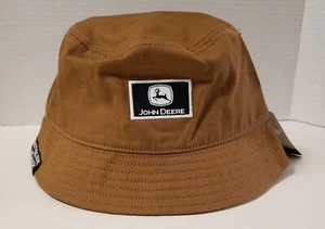 John Deere Brown Bucket Hat With Black & White Logo Patch On Front - Picture 1 of 8