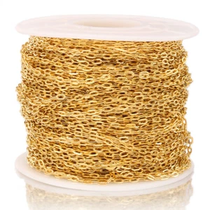 5meters 1.7mm Width Rolo Cable Chain Stainless Steel Gold Link Chains - Picture 1 of 5