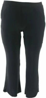 H Halston Jet Set Jersey Tulip Flare Pants-Black-Petite XS-NEW-A306928 - Image 1 of 2