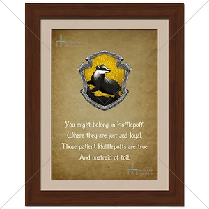 Harry Potter Hufflepuff House Crest Badge Movie Print Sorting Hat Quote - Gift - Imagen 1 de 1