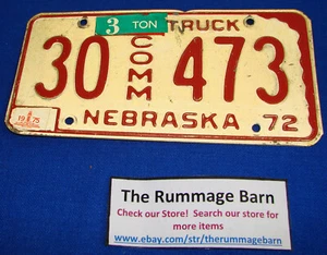 vintage 1972 NEBRASKA LICENSE PLATE ------ 30 COUNTY ---  TRUCK PLATE - Picture 1 of 1