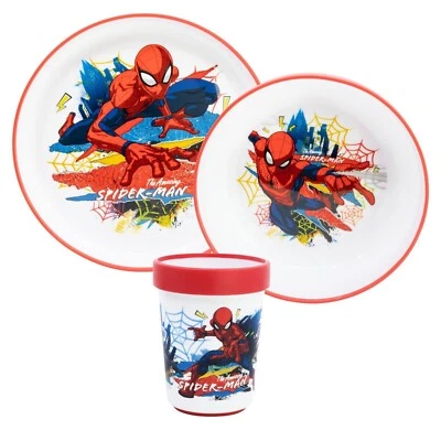 Marvel Spiderman Kinder antirutsch Geschirr-Set 3 teilig Becher Teller Schüssel - Bild 1 von 4