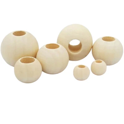 Holzperlen Natur 4/6/810/12mm -60mm natur Rund Holzkugeln zum basteln Kugeln DIY - Bild 1 von 3