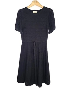 $375 KATE SPADE New York Womens SMALL Sweater DRESS Eyelet Crochet Short BLACK - Picture 1 of 12