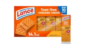 Lance Sandwich Crackers, ToastChee Cheddar, 10 Individually Wrapped Packs, 6 - Picture 1 of 8