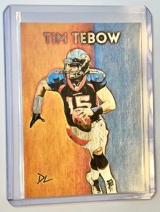 Tim Tebow Platinum Plated Artist Signed “Denver Broncos” Trading Card 1/1 - Picture 1 of 2