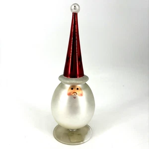 Figura Redonda Department 56 Cabeza de Santa Claus Vidrio Alto Sombrero Rojo Esmerilado *LEER - Imagen 1 de 15
