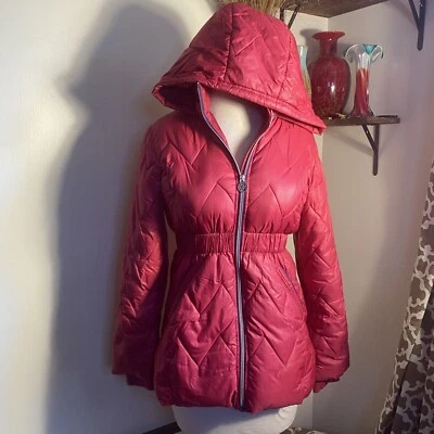 Michael Kors Girls Youth Hooded Puffer Coat Jacket Parka Size 14 Deep Pink - Image 1 of 4