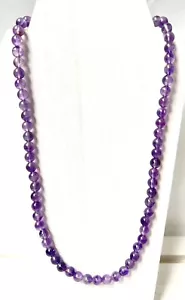 Vintage Amethyst Bead Necklace in Purple - 8mm Bead Size - 23 Inch Length - Picture 1 of 5