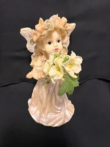 Garden Fairy figurine flowers basket 5" Angel wings Handpainted K's Collection - Picture 1 of 5