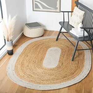 Natural Jute Braided Style Carpet Modern Living Floor Area Rug Oval Rug 100% - Picture 1 of 4