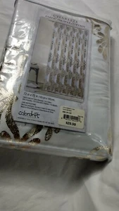 Charlize Colordrift White/Gold fabric shower curtain 72" wide by 72" long - Picture 1 of 6