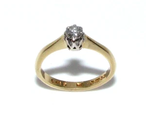 Bague Solitaire En Diamant En Or Jaune 18 Carats Pour Femmes, Taille UK H 1/2 - Photo 1/11