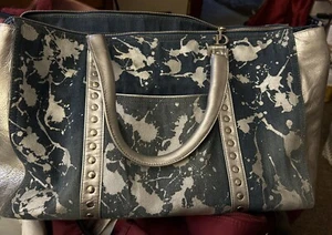 Women’s Tote Handbag XL Studded Front Zipper On Top With Letters JD Patent Bag - Picture 1 of 4