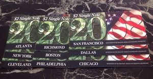 Set Of 2008 $2 Single Note 9 Districts with Series 2003 From BEP - Picture 1 of 7