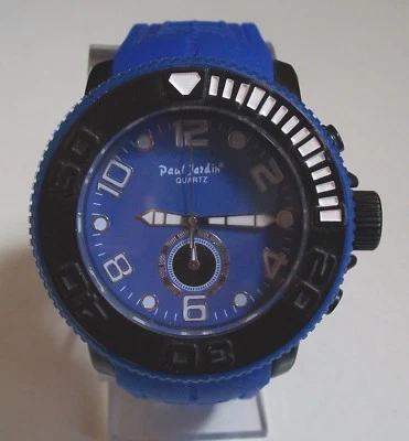 Reloj de hip hop de moda informal con banda de silicona negra y azul Paul Jardín para hombre Foto 1 de 4