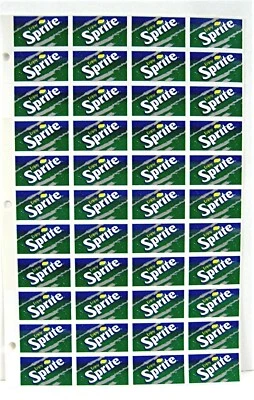 44 Enjoy Sprite Soda Pop Stickers Coca Cola USA 1989 Adv Sheet - Image 1 of 2