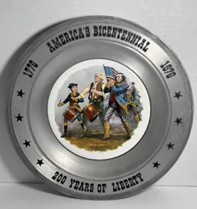Vintage Pewter America’s Bicentennial 200 Years Of Liberty Wall Plate - Picture 1 of 7