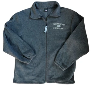 Mackinac Island Michigan Fleece Jacket Size S Gray Full Zip Pockets Made In USA - Picture 1 of 8