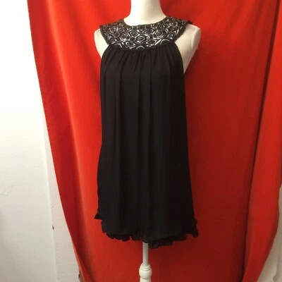 Alice + Olivia jewel neckline silk chiffon minidress black size xs - Image 1 of 4