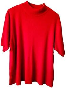 Sweater Studio Works Woman. Ribbed. Short Sleeve. 2X. Red. - Picture 1 of 5