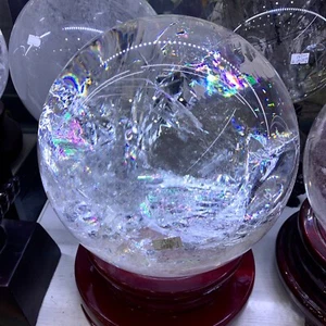 47.78LB Natural clear rainbow Quartz Sphere Crystal Energy Ball Healing Decor - Picture 1 of 12