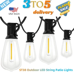 50ft String Lights ST38 LED Shatterproof IP65 Warm for Outdoor Garden Patio Yard - Picture 1 of 14
