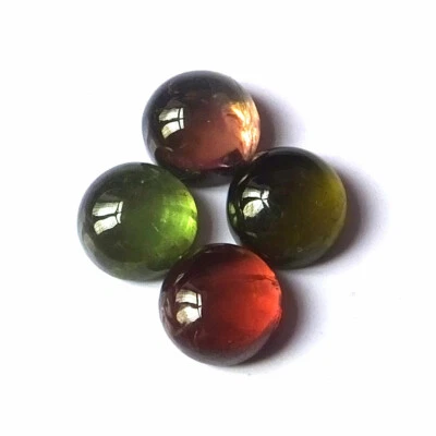 Natural Untreated Tourmaline Cabochon 7X7 mm Round Multi Color Gemstone 4 Pieces - Image 1 of 4