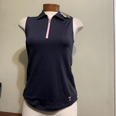 Top Golftini XS Azul Marino Rosa Sin Mangas 1/4 Cremallera Mujer Golf Pickleball Nuevo Con Etiquetas Foto 1 de 4