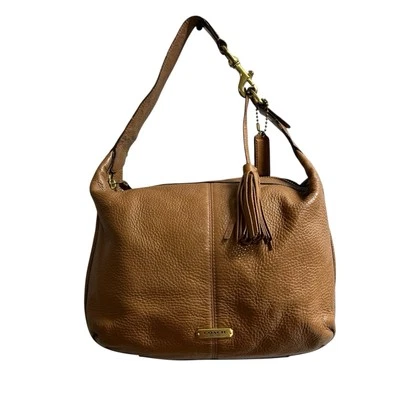 Coach Avery Shoulder Bag Brown Pebbled Grain Leather Tassel Handbag Boho Hippie - Image 1 of 4