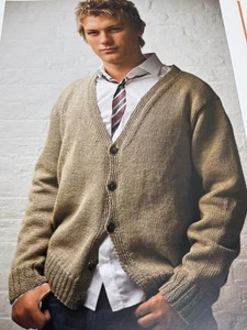 Casual Cardigan Knitting Pattern Men's Sizes S-XXL Book Pages - Picture 1 of 3