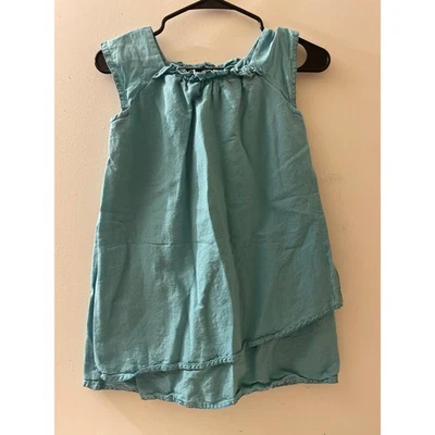 Vestido Garnet Hill Niños Talla 08 Algodón Lino Azul Informal Juego Estilo Tanque Foto 1 de 4