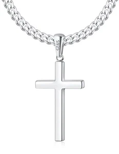 Collar Cruz Plata Esterlina 925 para Hombre, Collar Cruz Plata Esterlina para... - Imagen 1 de 6