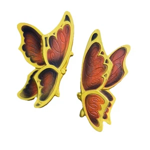 2 Colgantes de Pared Mariposa Vintage ESTATUA UNIVERSAL 1973 Amarillo Naranja Marrón - Imagen 1 de 7