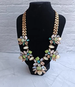 Stella & Dot Trellis Mae Necklace Gold Tone 17-20" Long Rhinestone Flowers VGC - Picture 1 of 3
