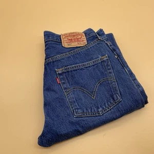 Vintage Levis 501 Jeans Women 28x 30 Blue Denim Button Fly Straight Leg WPL 423 - Picture 1 of 7