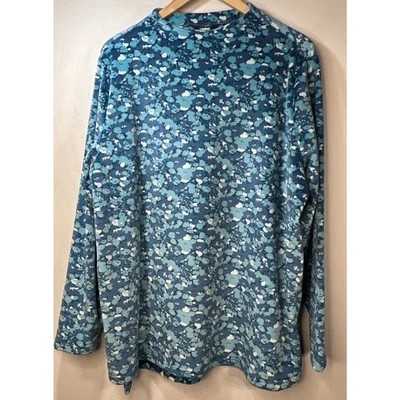 Top Lands' End para mujer talla 1X AZUL SUPER SUAVE terciopelo manga larga cuello falso Foto 1 de 4