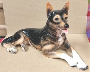 Vintage Goebel W.Germany Porcelain German Shepherd XL Dog Figurine 17" X 8.5" - Picture 1 of 15