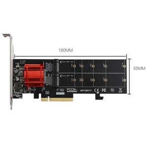 Adaptateur SSD port Pci-e x8 M2 carte d'extension double convertisseur clé M adaptateur NVME - Photo 1/6