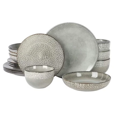 Gibson Elite Matisse 16 Piece Stoneware Dinnerware Set in Grey w Reactive Glaze - Image 1 of 4