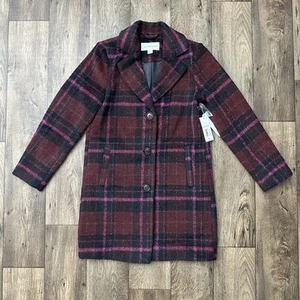 $220 Liz Claiborne Coat Peacoat Women’s Size S Burgundy Black - Picture 1 of 10