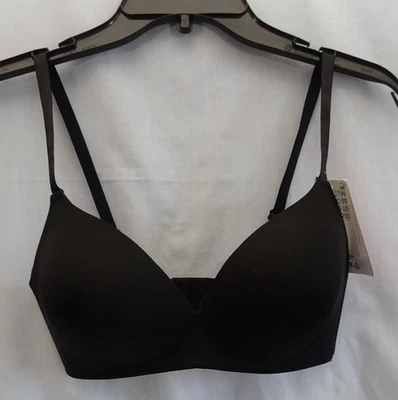 NUEVO CON ETIQUETAS H&M Mujer Color Negro Camiseta Sujetador Talla US 34 D Inalámbrico Foto 1 de 4