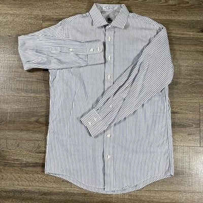 复古 Burberry 衬衫男式 15.5 X 33 蓝色白色美国连衣裙伦敦英格兰豪华 — 第 1/4 张图片