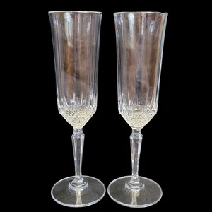 St George American Heritage Crystal Champagne Flutes Glasses Set of 2 Wedding - Picture 1 of 5