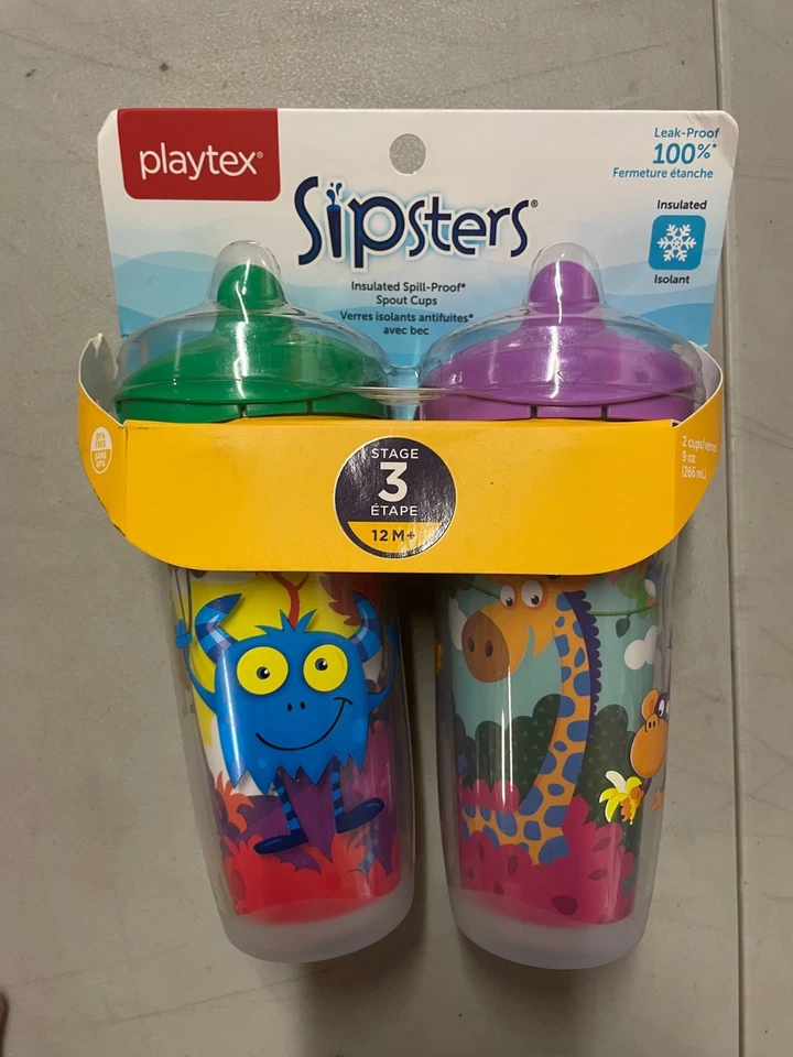 Playtex Sipsters Stage 3 Защищенные от Проливов, Утечек, Защищенные от Взлома Чашки Sippy НОВЫЕ - Изображение 1 из 2