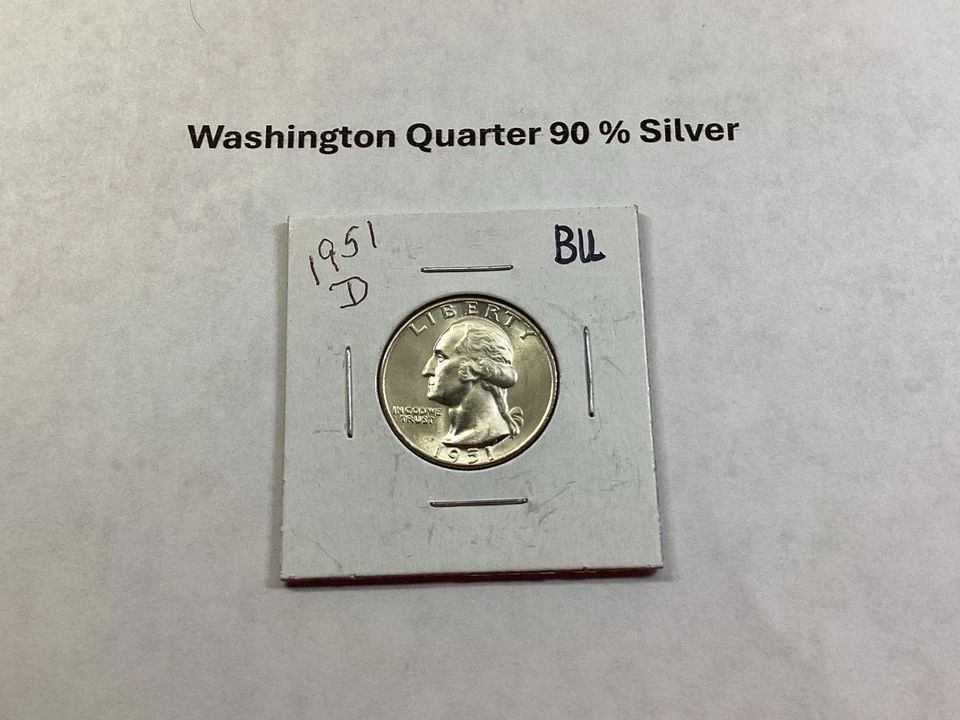 1951 D Washington Silver Quarter from Denver Mint in BU Condition 082425 20e - Image 1 of 4